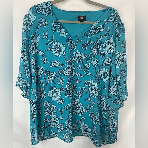 JM Collection turquoise blouse, nice loose sleeves and it’s lined! - Picture 1 of 5